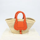 Chloe Basket bag Marcie Hand Bag straw Orange Beige Auth 153174-12
