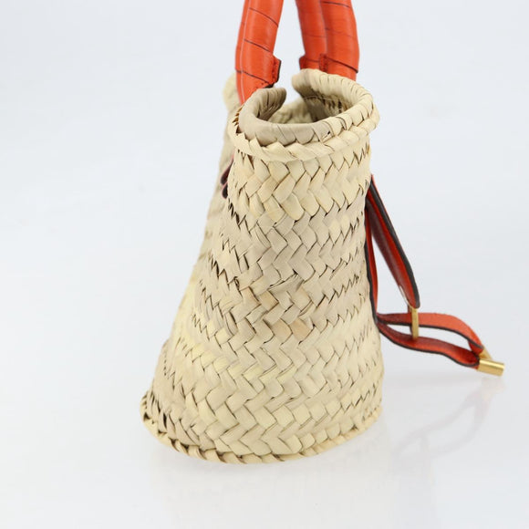 Chloe Basket bag Marcie Hand Bag straw Orange Beige Auth 153174