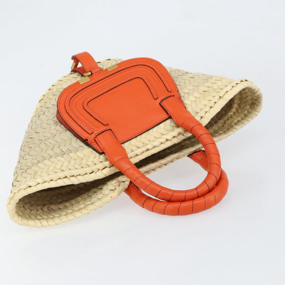 Chloe Basket bag Marcie Hand Bag straw Orange Beige Auth 153174