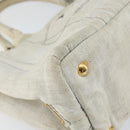 PRADA Canapa PM Hand Bag Canvas Gray Gold Auth 153175-14