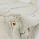 PRADA Canapa PM Hand Bag Canvas Gray Gold Auth 153175-15