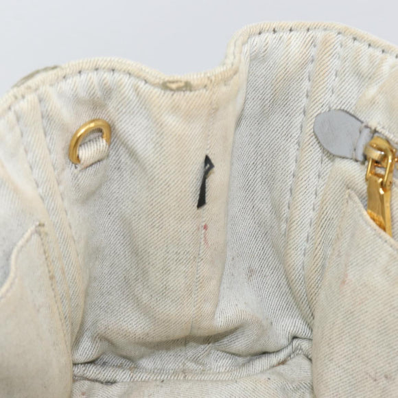 PRADA Canapa PM Hand Bag Canvas Gray Gold Auth 153175