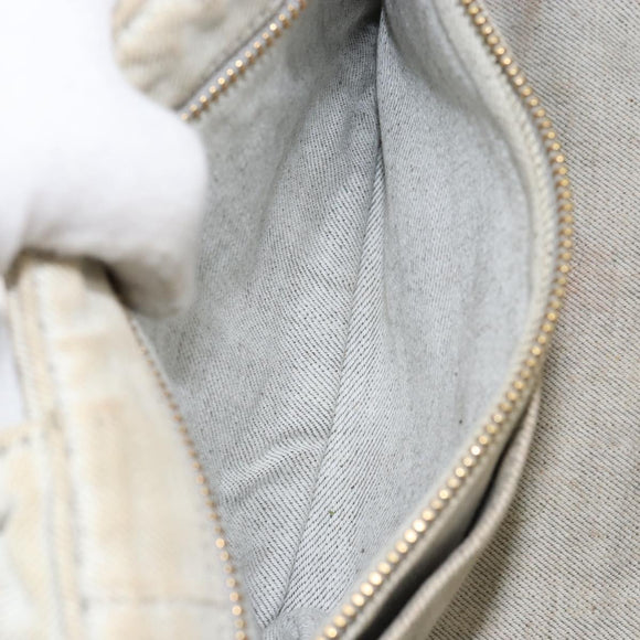 PRADA Canapa PM Hand Bag Canvas Gray Gold Auth 153175