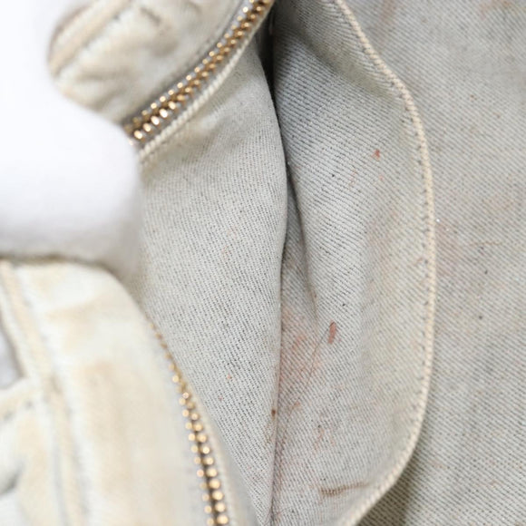 PRADA Canapa PM Hand Bag Canvas Gray Gold Auth 153175