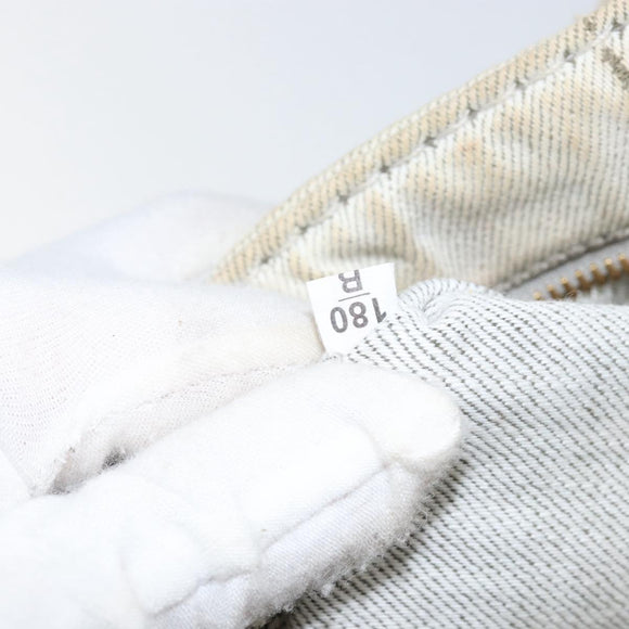 PRADA Canapa PM Hand Bag Canvas Gray Gold Auth 153175