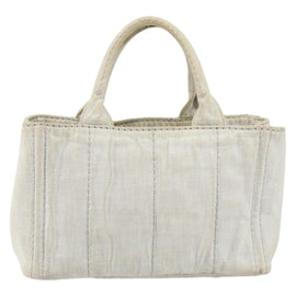 PRADA Canapa PM Hand Bag Canvas Gray Gold Auth 153175 - 0
