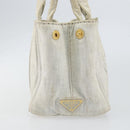 PRADA Canapa PM Hand Bag Canvas Gray Gold Auth 153175-3