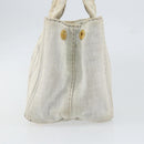 PRADA Canapa PM Hand Bag Canvas Gray Gold Auth 153175-4