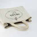 PRADA Canapa PM Hand Bag Canvas Gray Gold Auth 153175-6