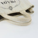 PRADA Canapa PM Hand Bag Canvas Gray Gold Auth 153175-7