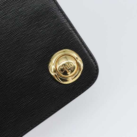 Chloe Chain Shoulder Bag Leather Black Gold Auth 153176