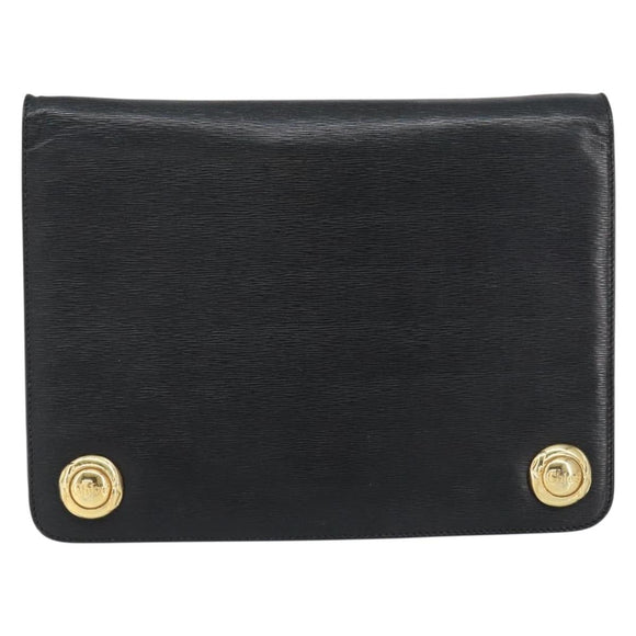 Chloe Chain Shoulder Bag Leather Black Gold Auth 153176