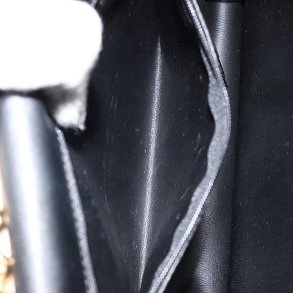 Chloe Chain Shoulder Bag Leather Black Gold Auth 153176