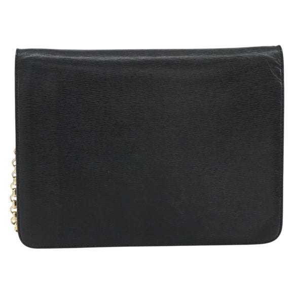 Chloe Chain Shoulder Bag Leather Black Gold Auth 153176