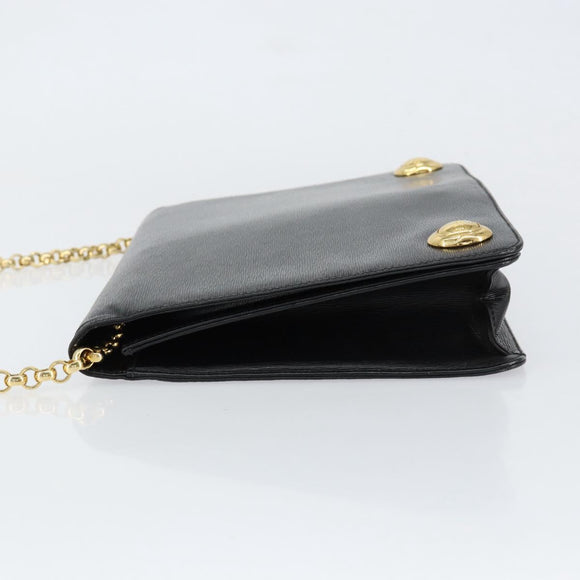 Chloe Chain Shoulder Bag Leather Black Gold Auth 153176