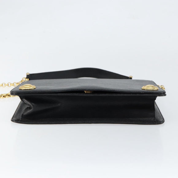 Chloe Chain Shoulder Bag Leather Black Gold Auth 153176