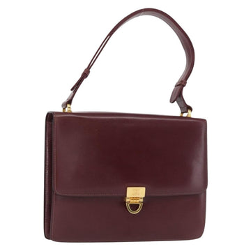 CELINE Shoulder Bag Leather Bordeaux Gold Auth 153178