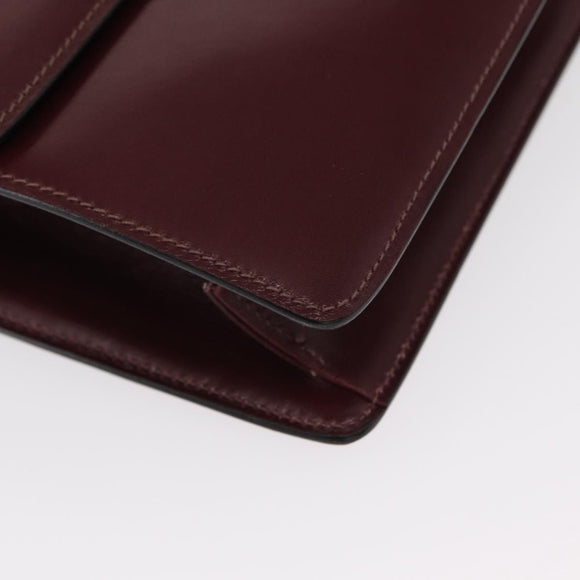 CELINE Shoulder Bag Leather Bordeaux Gold Auth 153178