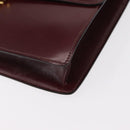 CELINE Shoulder Bag Leather Bordeaux Gold Auth 153178-14