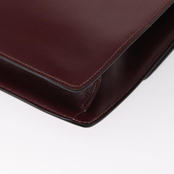 CELINE Shoulder Bag Leather Bordeaux Gold Auth 153178