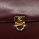 CELINE Shoulder Bag Leather Bordeaux Gold Auth 153178-17