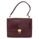 CELINE Shoulder Bag Leather Bordeaux Gold Auth 153178-13
