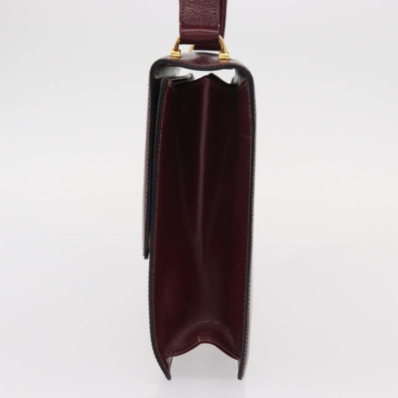 CELINE Shoulder Bag Leather Bordeaux Gold Auth 153178