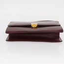 CELINE Shoulder Bag Leather Bordeaux Gold Auth 153178-5