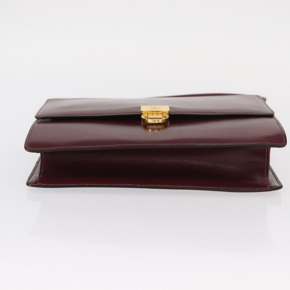 CELINE Shoulder Bag Leather Bordeaux Gold Auth 153178