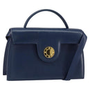 GIVENCHY Hand Bag Leather 2way Blue Gold Auth 153179-1