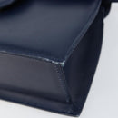 GIVENCHY Hand Bag Leather 2way Blue Gold Auth 153179-9