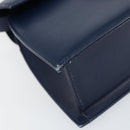 GIVENCHY Hand Bag Leather 2way Blue Gold Auth 153179-15