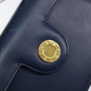 GIVENCHY Hand Bag Leather 2way Blue Gold Auth 153179-18