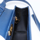 GIVENCHY Hand Bag Leather 2way Blue Gold Auth 153179-20