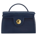 GIVENCHY Hand Bag Leather 2way Blue Gold Auth 153179-13