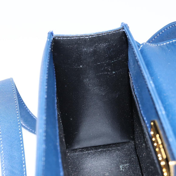 GIVENCHY Hand Bag Leather 2way Blue Gold Auth 153179