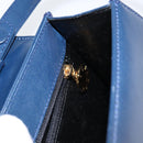 GIVENCHY Hand Bag Leather 2way Blue Gold Auth 153179-22