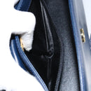 GIVENCHY Hand Bag Leather 2way Blue Gold Auth 153179-12