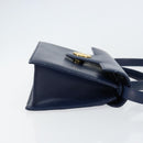 GIVENCHY Hand Bag Leather 2way Blue Gold Auth 153179-3