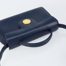 GIVENCHY Hand Bag Leather 2way Blue Gold Auth 153179-6