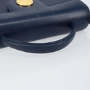 GIVENCHY Hand Bag Leather 2way Blue Gold Auth 153179-7