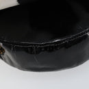 CHANEL Chain Camelia Shoulder Bag Patent Black Gold CC Auth 153180-11