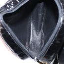 CHANEL Chain Camelia Shoulder Bag Patent Black Gold CC Auth 153180-16