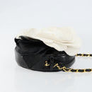 CHANEL Chain Camelia Shoulder Bag Patent Black Gold CC Auth 153180-4