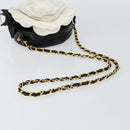 CHANEL Chain Camelia Shoulder Bag Patent Black Gold CC Auth 153180-7
