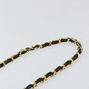 CHANEL Chain Camelia Shoulder Bag Patent Black Gold CC Auth 153180-8