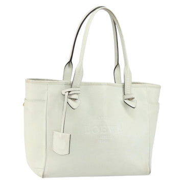 LOEWE Heritage Tote Bag Leather White Gold Auth 153183