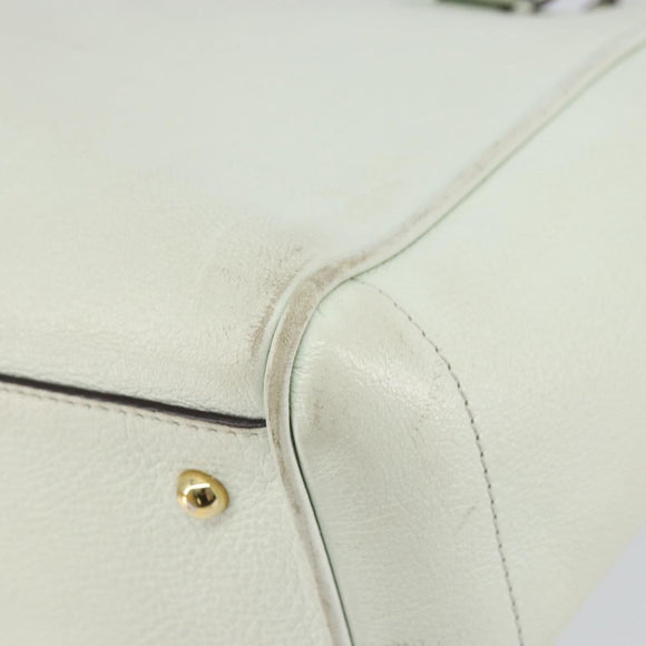 LOEWE Heritage Tote Bag Leather White Gold Auth 153183