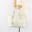 LOEWE Heritage Tote Bag Leather White Gold Auth 153183-23