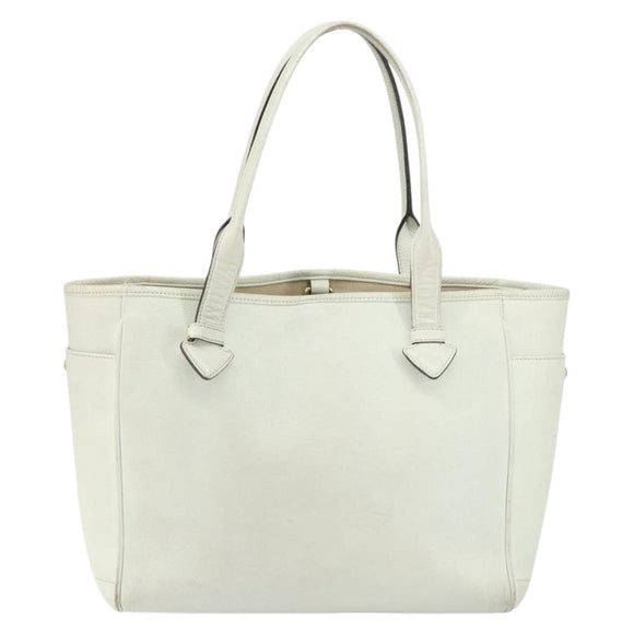 LOEWE Heritage Tote Bag Leather White Gold Auth 153183